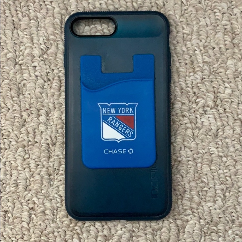 iPhone 8 Plus case with NY Rangers card holder